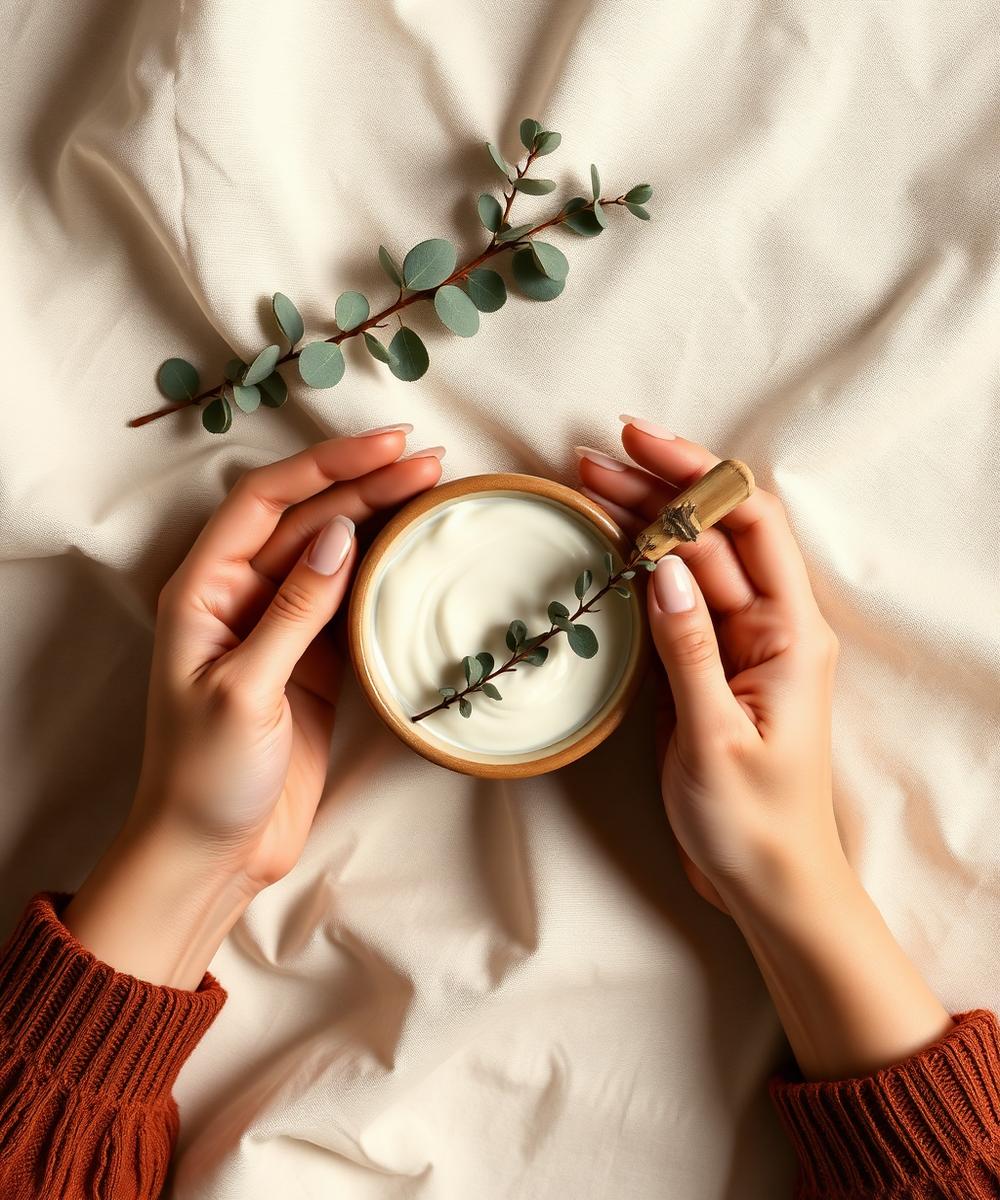 Hands with cream